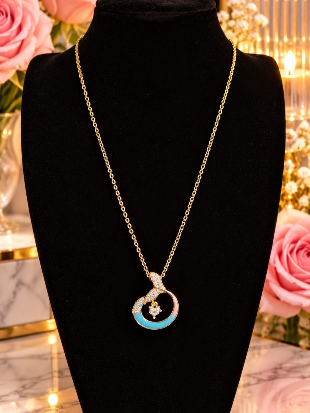 Gold-Tone Turquoise Mermaid Tail Necklace